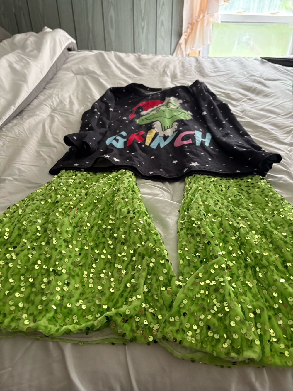 Sequined Green Party Skirt - Bright Lime Green